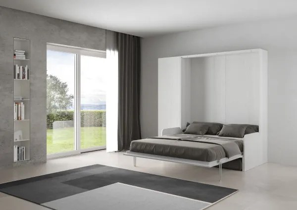 Letto matrimoniale a scomparsa 160 cm con colonna Bianco KENTARO SOFŔ