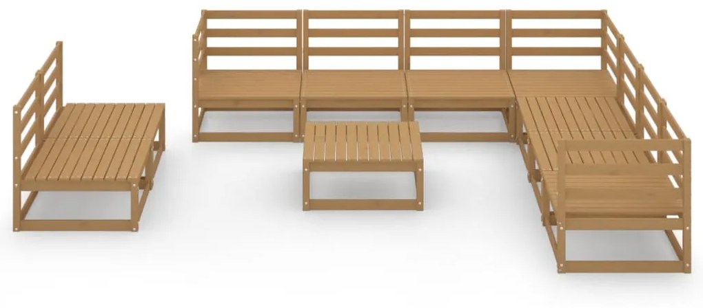 Set divani da giardino 10 pz marrone miele in massello di pino
