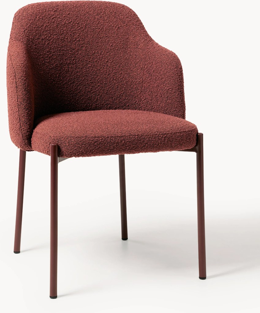 Sedia imbottita in bouclé con braccioli Felicia