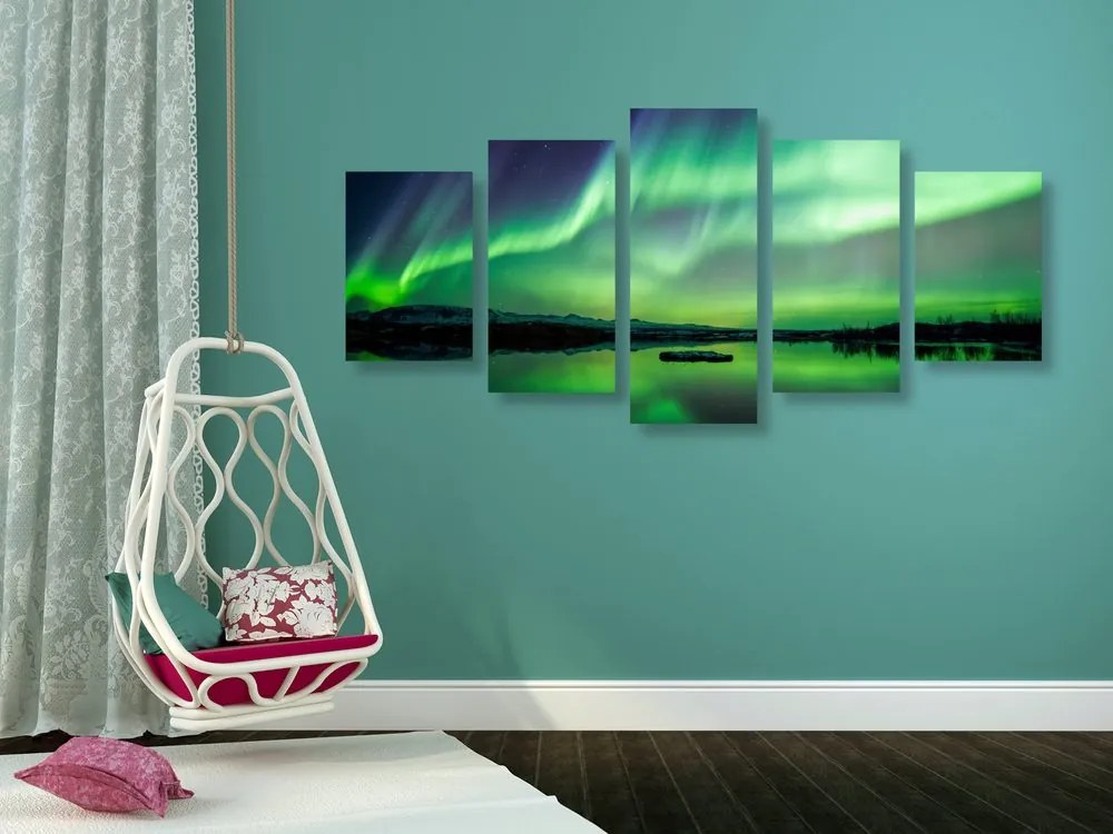 Quadri 5 pezzi – Aurora boreale