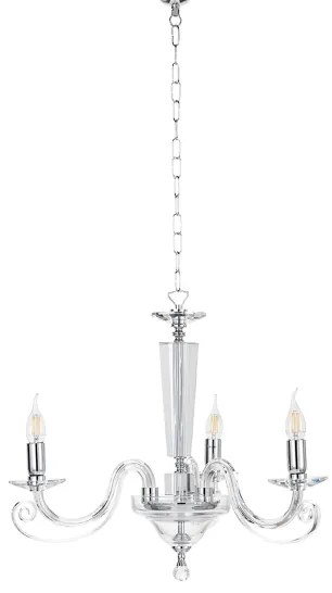 Lampada a sospensione CHERUBINI in vetro e cristallo ottico 3 luci CROMO 60 cm