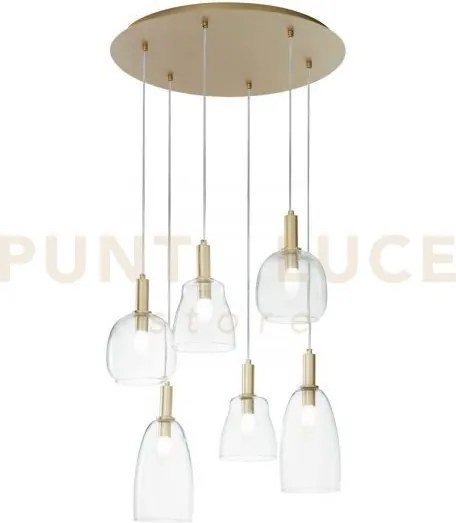Lampadario a sospensione brandy oro 6 luci attacco e14 60x50x150cm ...