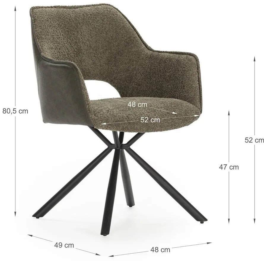 Set di sedie da pranzo verde in imbottito con braccioli 2 pz Mariel – Marckeric