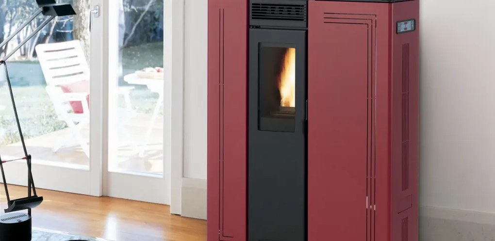 Royal Gigliola Air 80 Stufa A Pellet Ad Aria 7 Kw serbatoio 15 kg 89x25x105 Cm In Acciaio Rosso