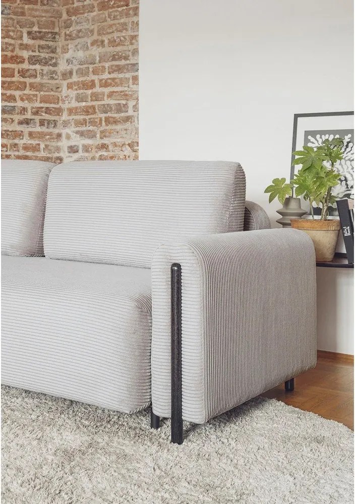 Divano grigio allungabile/con contenitore e rivestimento in velluto a coste 244 cm Arcadova – ELTAP