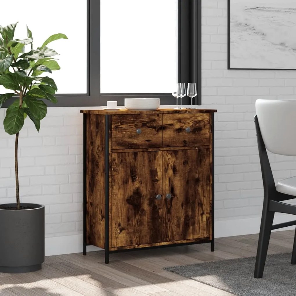 Credenza Rovere Fumo 70x30x80 Cm İn Legno Multistrato /