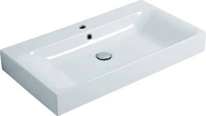 Lavabo sospeso rettangolare Cento 80cm H 10 x P 45 cm in ceramica bianco