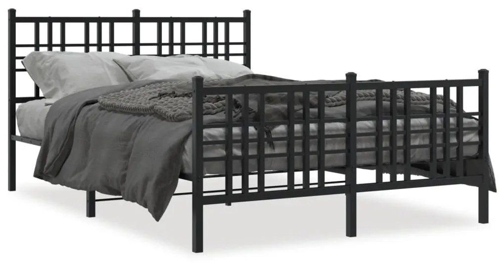 Giroletto Con Testiera E Pediera Metallo Nero 140x190 Cm /