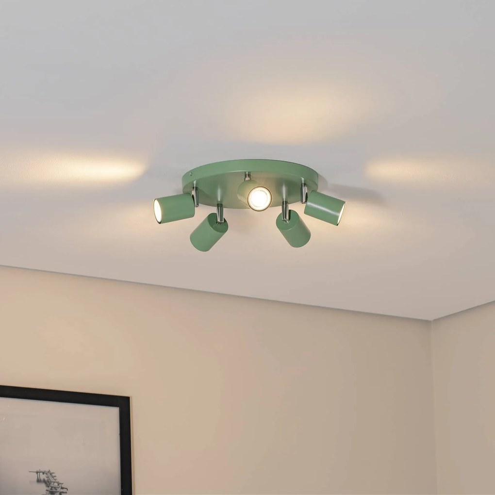 Faretto da soffitto Fun, verde chiaro, Ø 30 cm, orientabile, GU10 Fun Luminex, dimmerabile, Verde, Soggiorno / Sala da pranzo, Metallo, Moderno, Faretto alogeno
