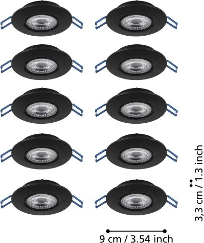 Eglo 300192 - SET 10x LED faretto da incasso GEDREZ LED/4,9W/230V Ø 9 cm nero