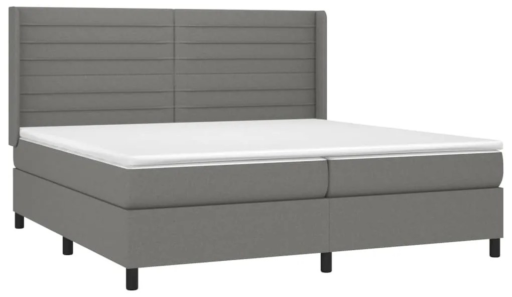 Letto a Molle Materasso e LED Grigio Scuro 200x200cm in Tessuto