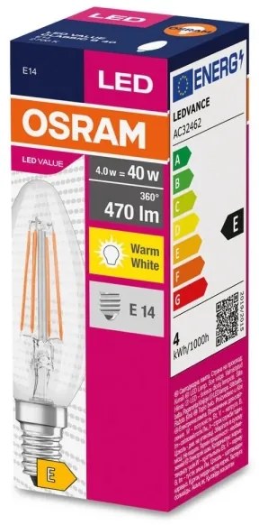 Lampadina LED FILAMENT B40 E14/4W/230V 2700K - Osram