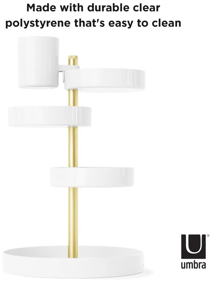 Organizer da bagno in plastica bianca per cosmetici Pirouette - Umbra