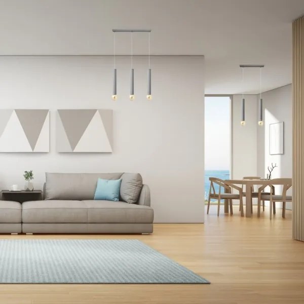 Lampadario a sospensione con filo TUBA 3xE27/15W/230V grigio