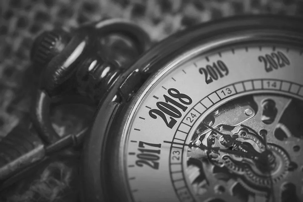 Carta da parati autoadesiva – Orologi da tasca in bianco e nero