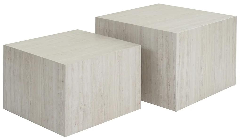 Tavolini da salotto estraibili design effetto travertino (set di 2) CALLA