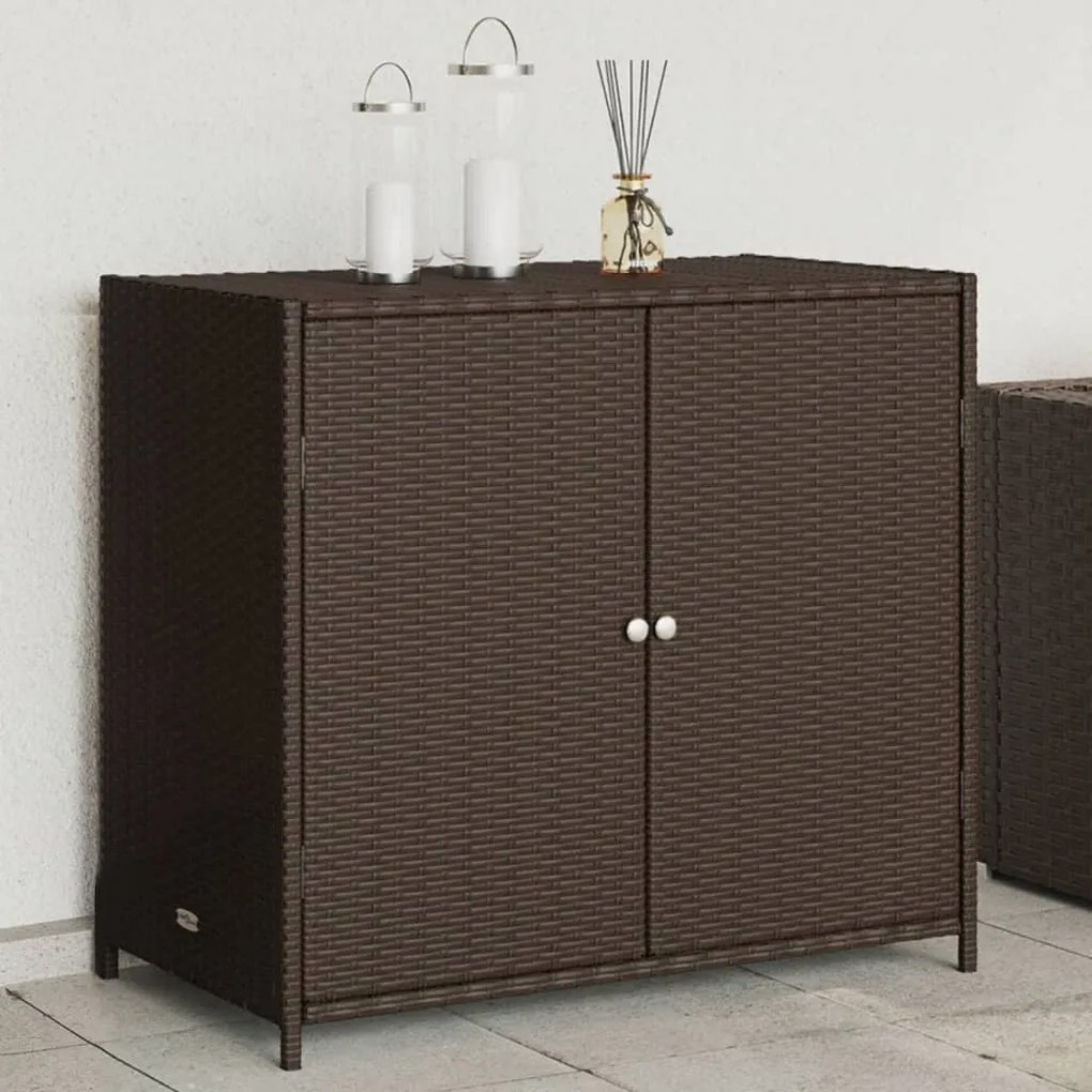 Armadietto Portaoggetti Giardino Marrone 83x45x76 Cm Polyrattan /