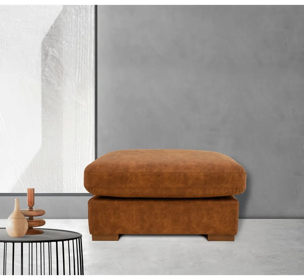 Pouf in similpelle marrone cognac Hamburg - Scandic