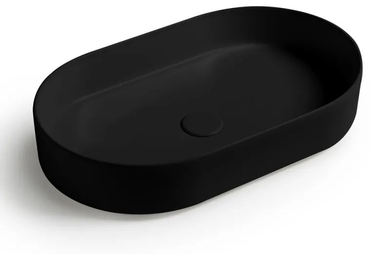 Lavabo da appoggio ovale 60 in ceramica nero opaco   Epsilon