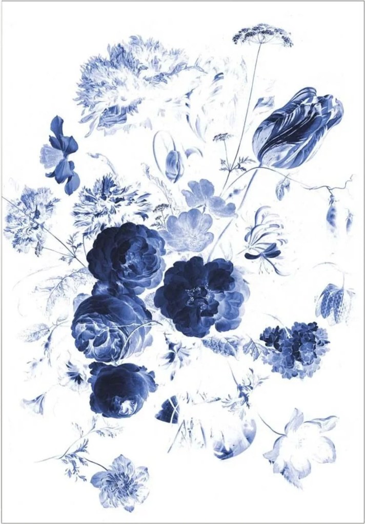 Carta da parati in tessuto non tessuto Royal Blue Flowers I