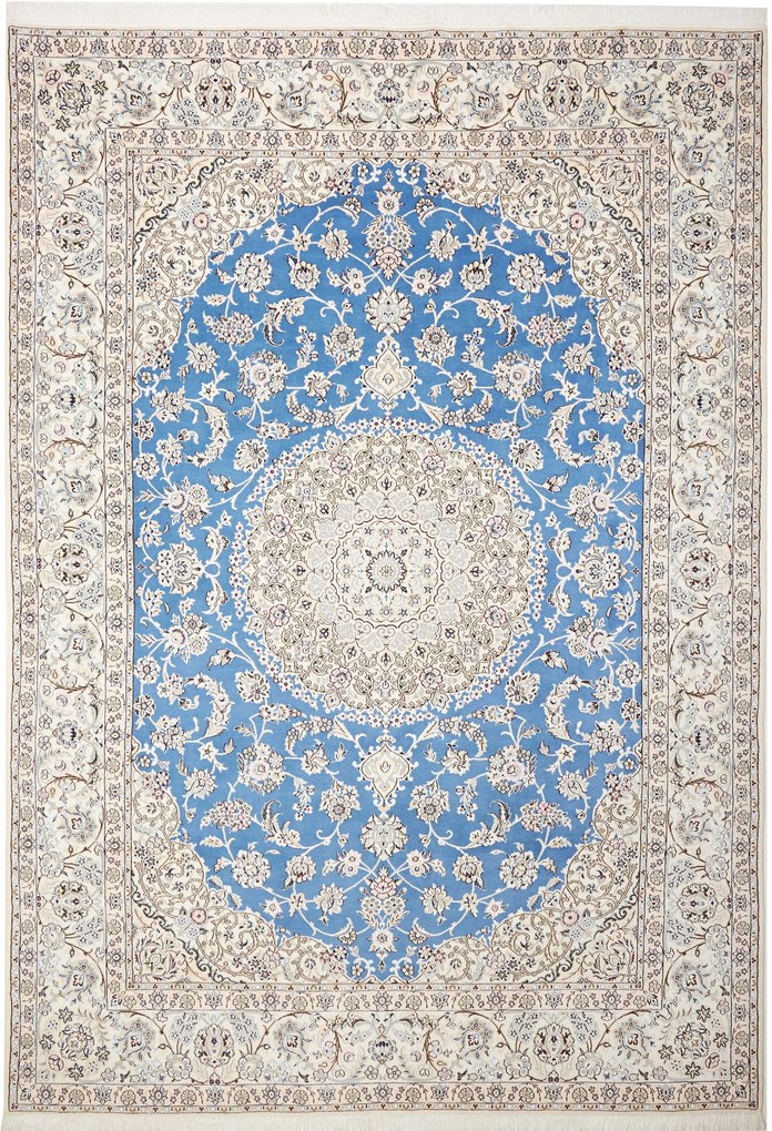 Nain Tappeto 360x250 Blu (Iran) Annodato A Mano