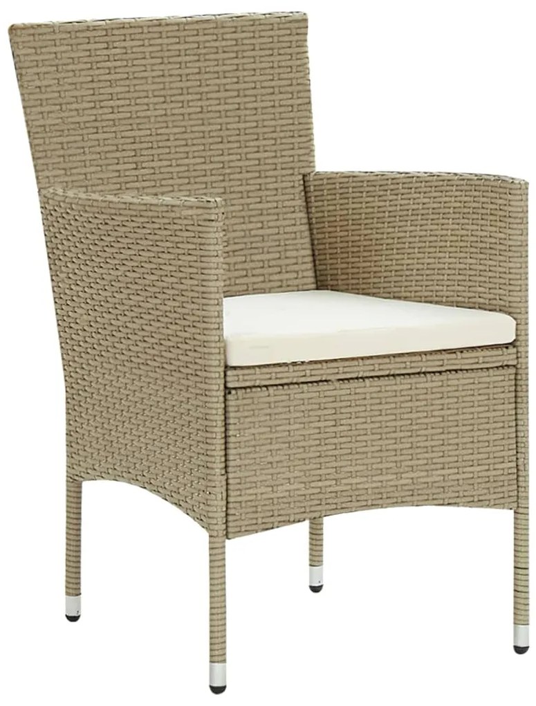 Set mobili da pranzo per giardino 7 pz in polyrattan beige