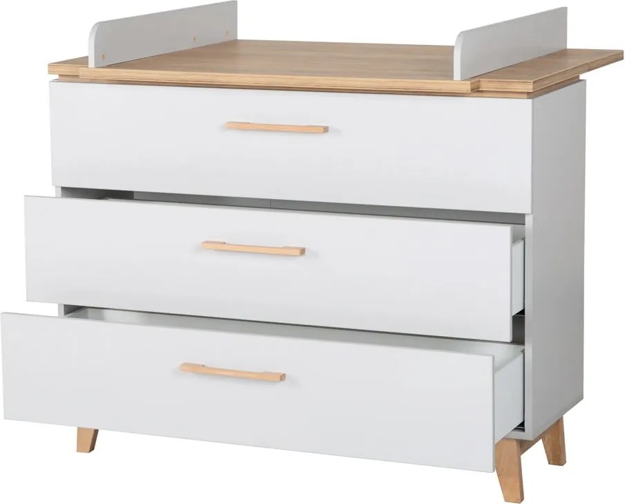 Cassettiera bassa grigio chiaro in rovere con fasciatoio 117x104 cm Caro - Roba