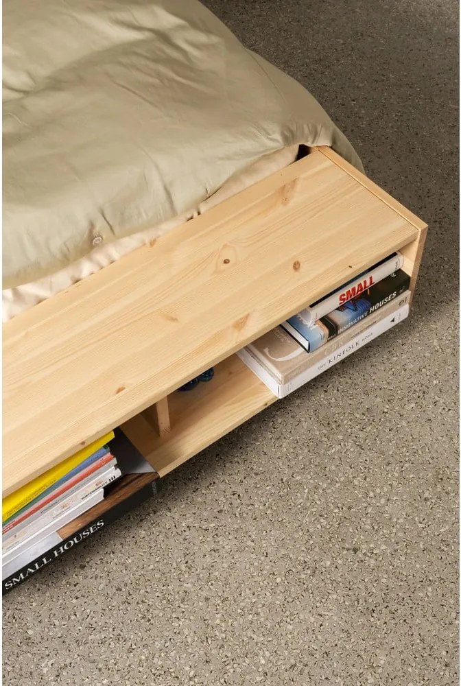 Letto matrimoniale di colore naturale in pino massiccio con rete inclusa 180x200 cm Merge – Karup Design