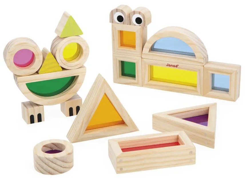 Gioco sensoriale in legno - blocchi e schede - 12 pezzi