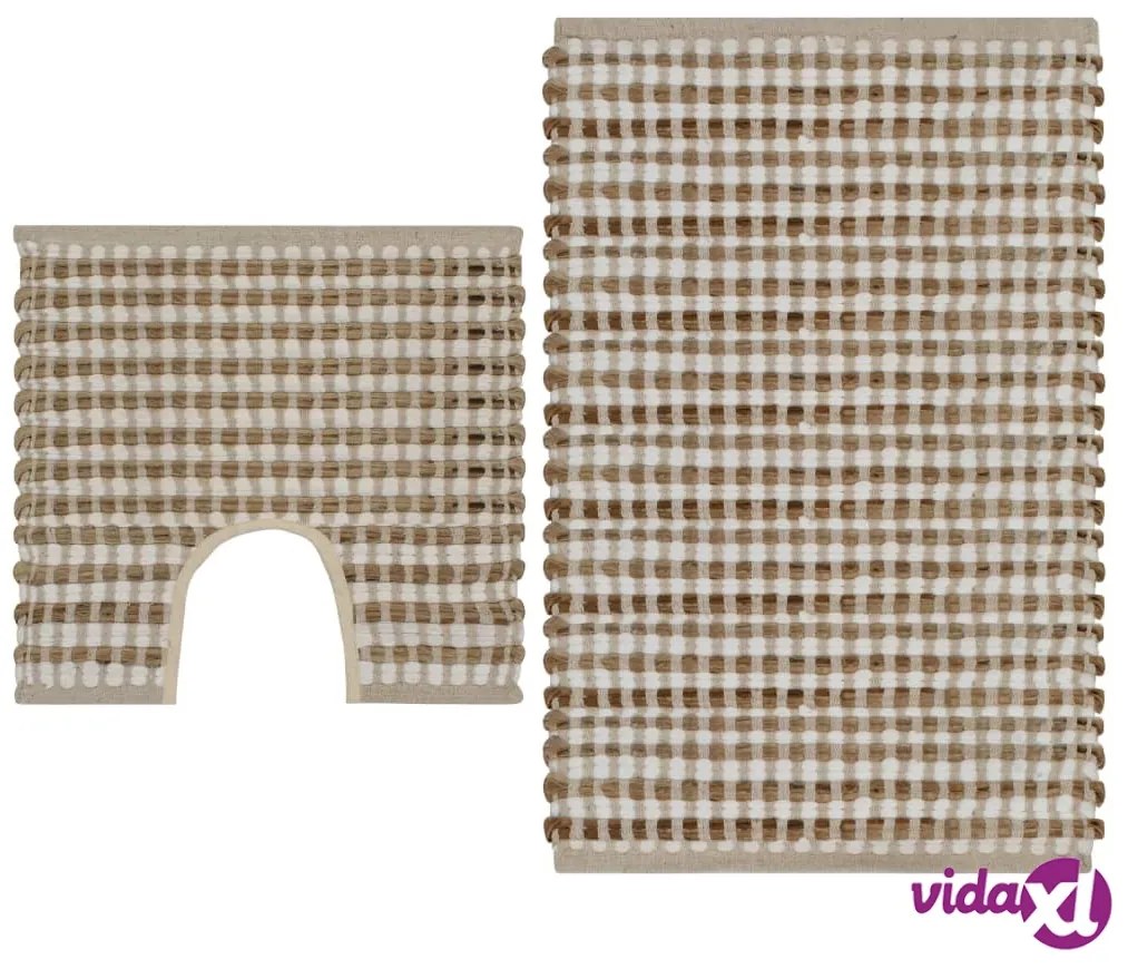 vidaXL Set Tappeti in Iuta Intrecciati a Mano Naturale e Bianco