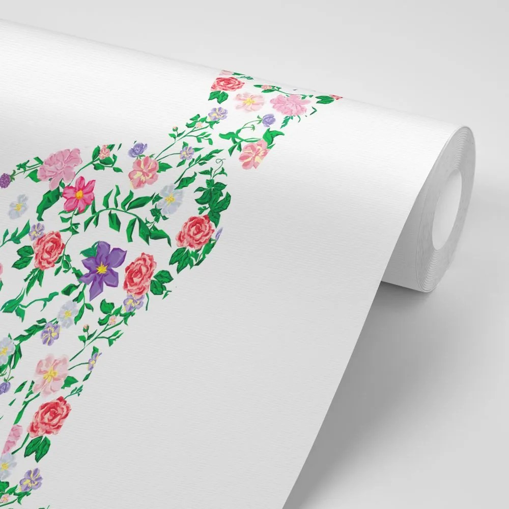 Carta da parati – Gatto di fiori
