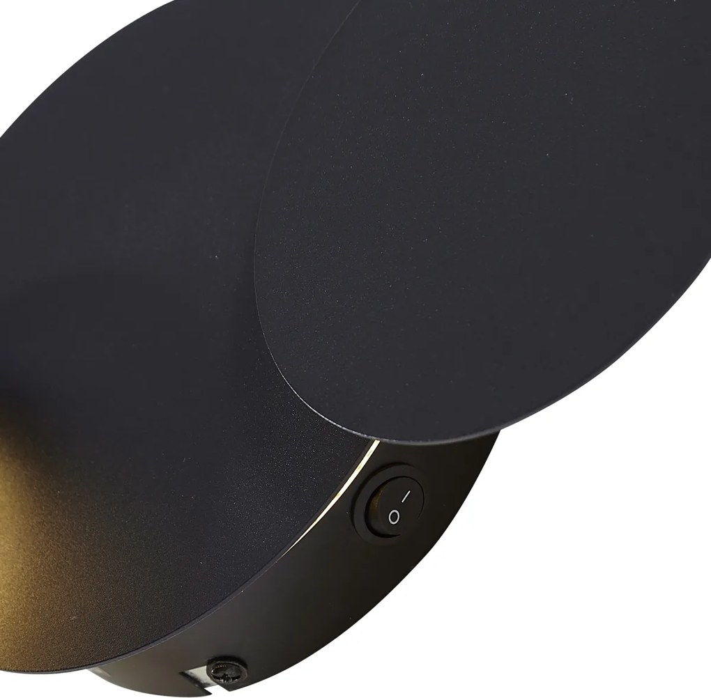 Lampada da parete moderna nera con LED dimmerabile a 3 livelli 5 luci - Sunrise