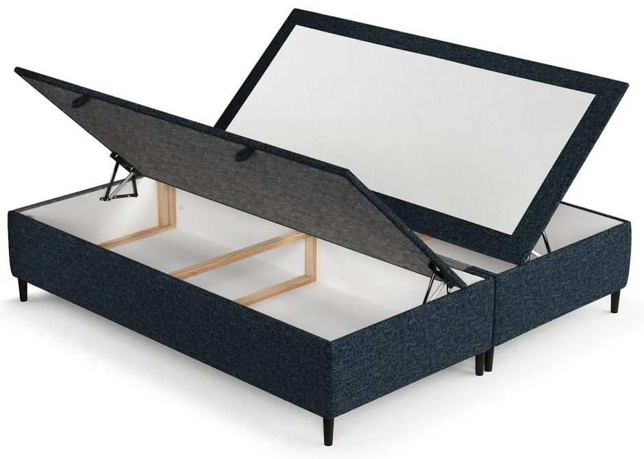 Letto matrimoniale imbottito blu scuro con contenitore 200x200 cm Tate - Maison de Rêve