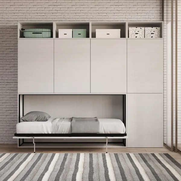 Letto NABOR singolo a scomparsa Bianco Frassino Composizione B