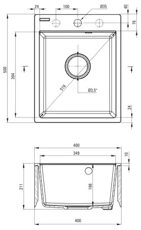 Deante ZRC_S103 - Lavello da cucina CORIO 50x40 cm in granito/grigio metallico
