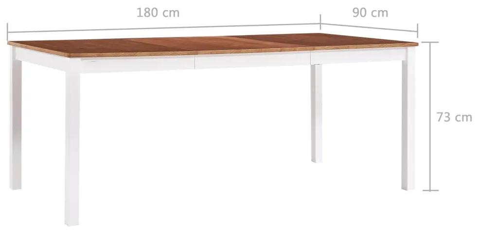 Tavolo da Pranzo Bianco e Marrone 180x90x73 cm in Legno di Pino