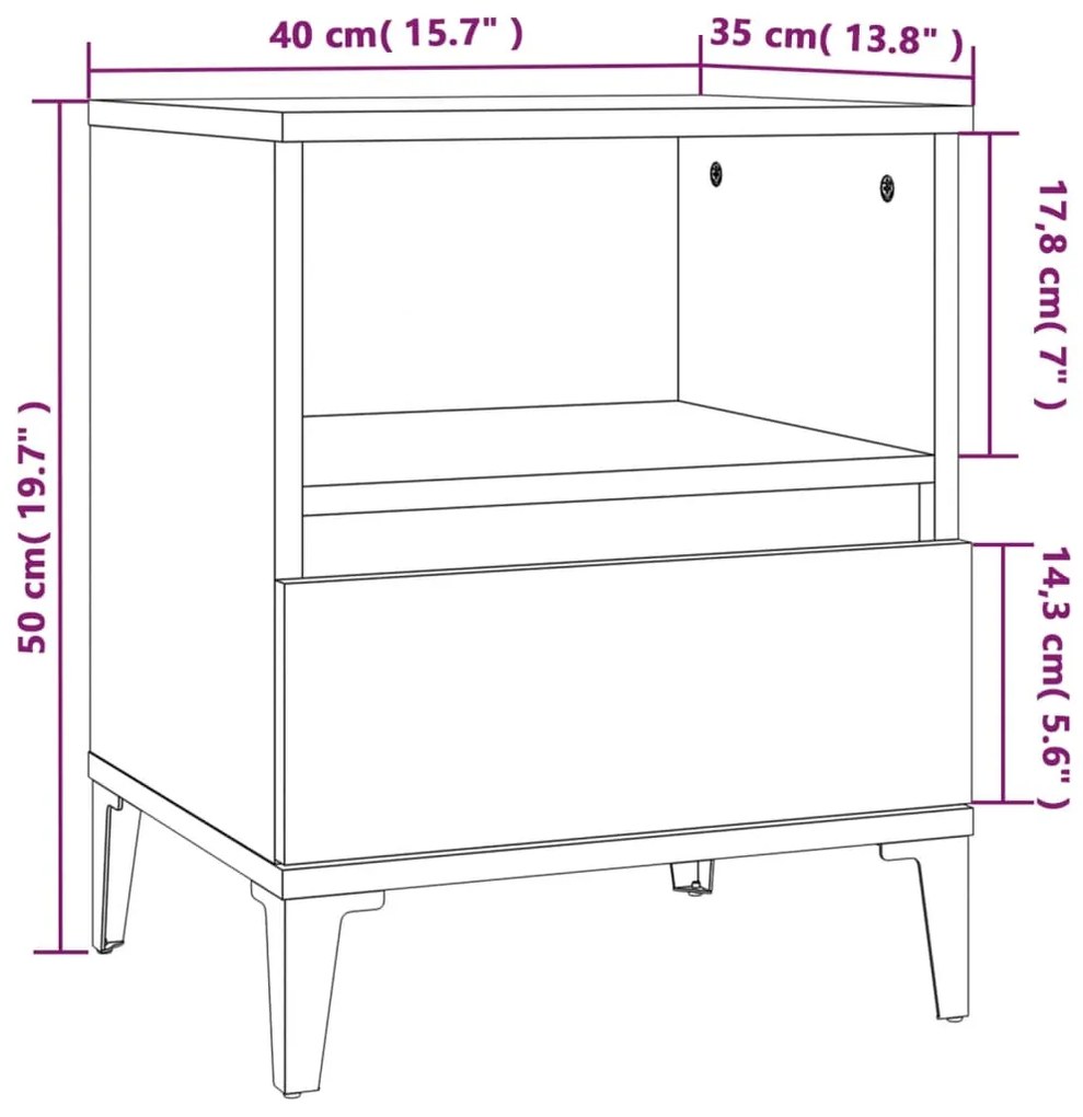 Comodini 2 pz Rovere Sonoma 40x35x50 cm