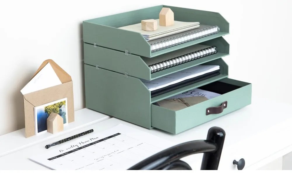 Organizer verde in cartone per cassetti/per documenti Walter Canvas Paper Laminate – Bigso