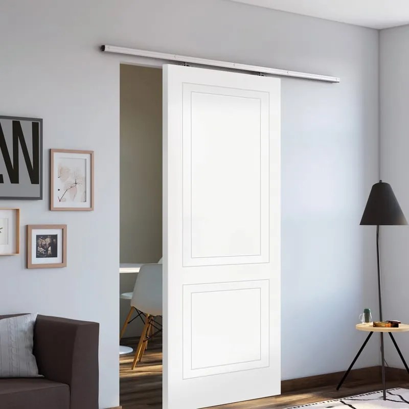 Porta scorrevole reversibile Clew in mdf bianco, L 92.5 x H 211.5 cm, con binario Belem