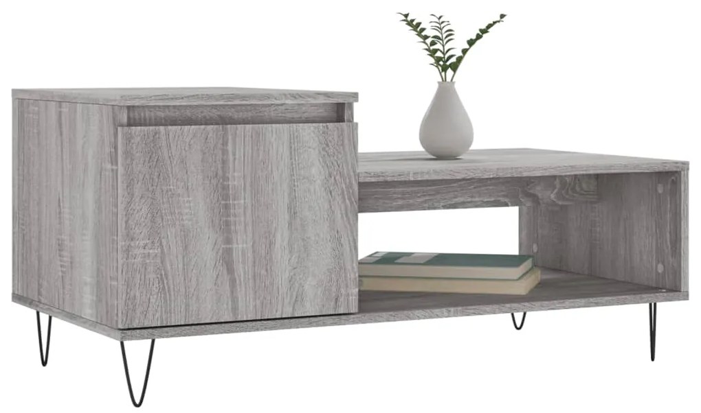 Tavolino da salotto grigio sonoma 100x50x45cm legno multistrato