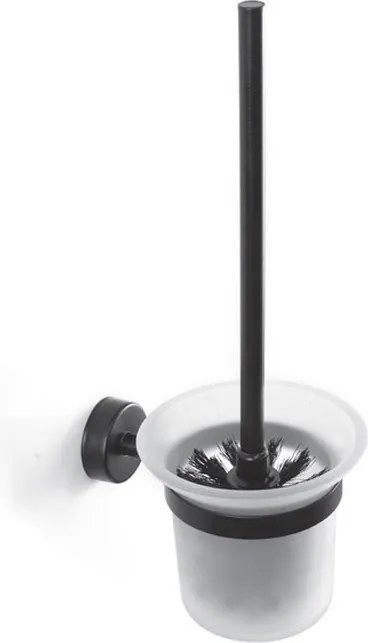 Kamalu - Portascopino da muro in acciaio inox nero opaco e vetro | Monde-N