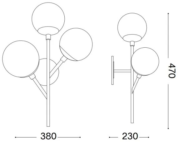 Ideal Lux - Applique KEPLER 3xE27/42W/230V nero/fumé