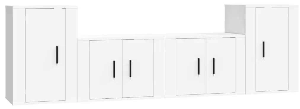 Set di mobili porta tv 4 pz bianco in legno multistrato