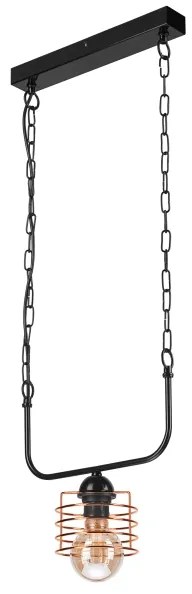 Lampadario a sospensione con catena MORGAN 1xE27/60W/230V nero/rame