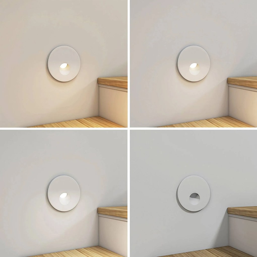 Arcchio Luci LED da incasso Vexi, Ø 7,5 cm, bianco, alluminio, CCT Vexi Arcchio, dimmerabile, Bianco / Opale, Soggiorno / Sala da pranzo, Alluminio, Moderno, Faretto da incasso a parete