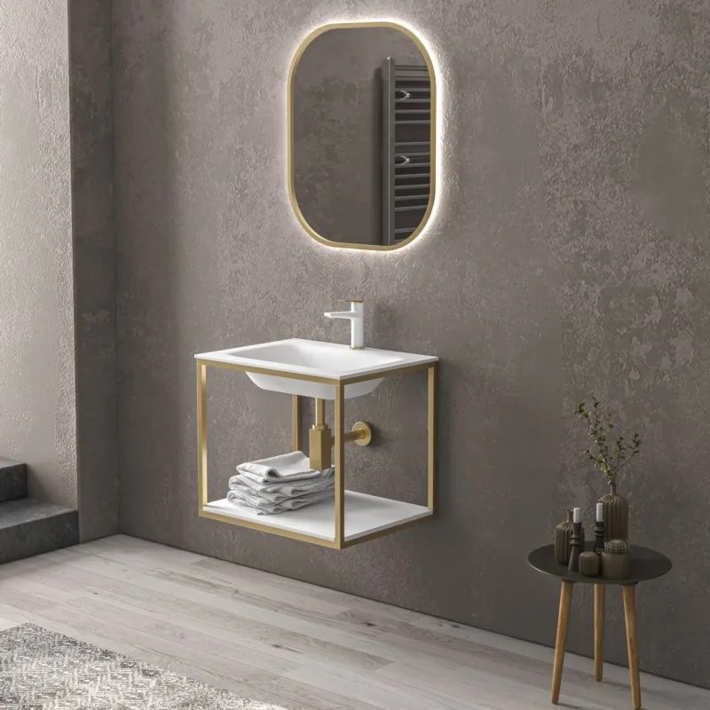 Mobile sospeso 60 cm con struttura metallica e ripiano SOP-60 - KAMALU
