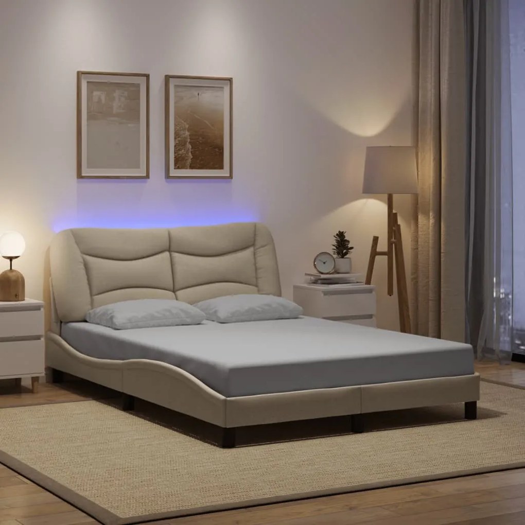 Giroletto Con Led Senza Materasso Crema 140x200 Cm İn Tessuto /