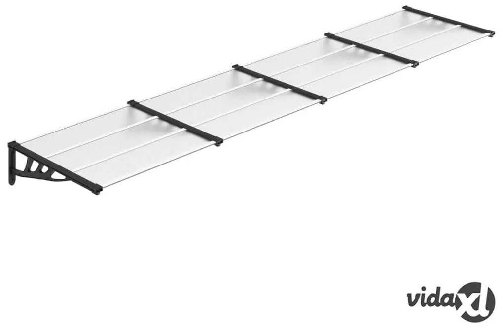 vidaXL Tettoia per Porta Nero e Trasparente 396x90 cm Policarbonato