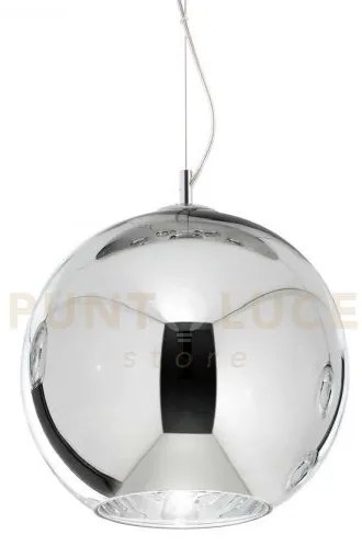Nemo sospensione 1 luce attacco e27 40cm in vetro soffiato cromo