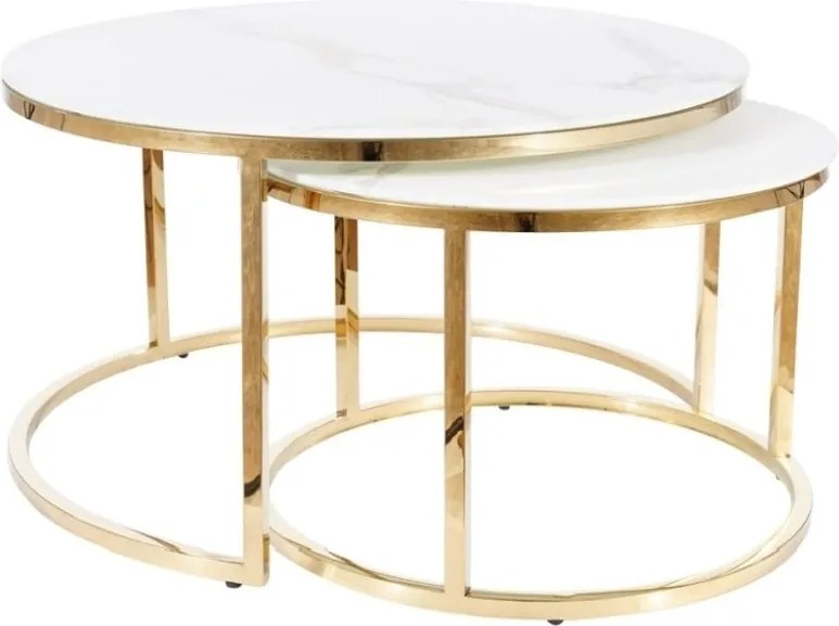 Set di Tavolini da caffè Muse in bianco/oro